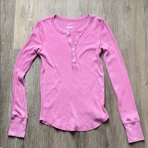 Aerie waffle knit henley pink